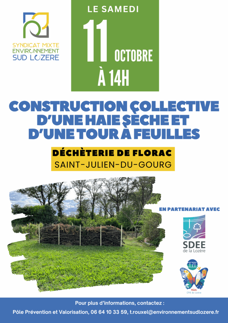 ATELIER : CONSTRUCTION COLLECTIVE D’UNE HAIE SECHE ET D’UNE TOUR A FEUILLES